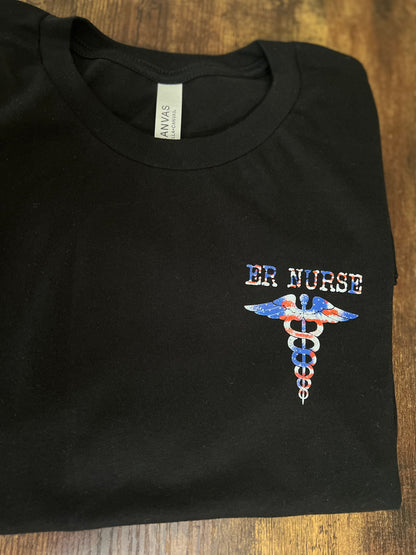 ER NURSE- AMERICAN FLAG MEDICAL CADUCEUS TEES