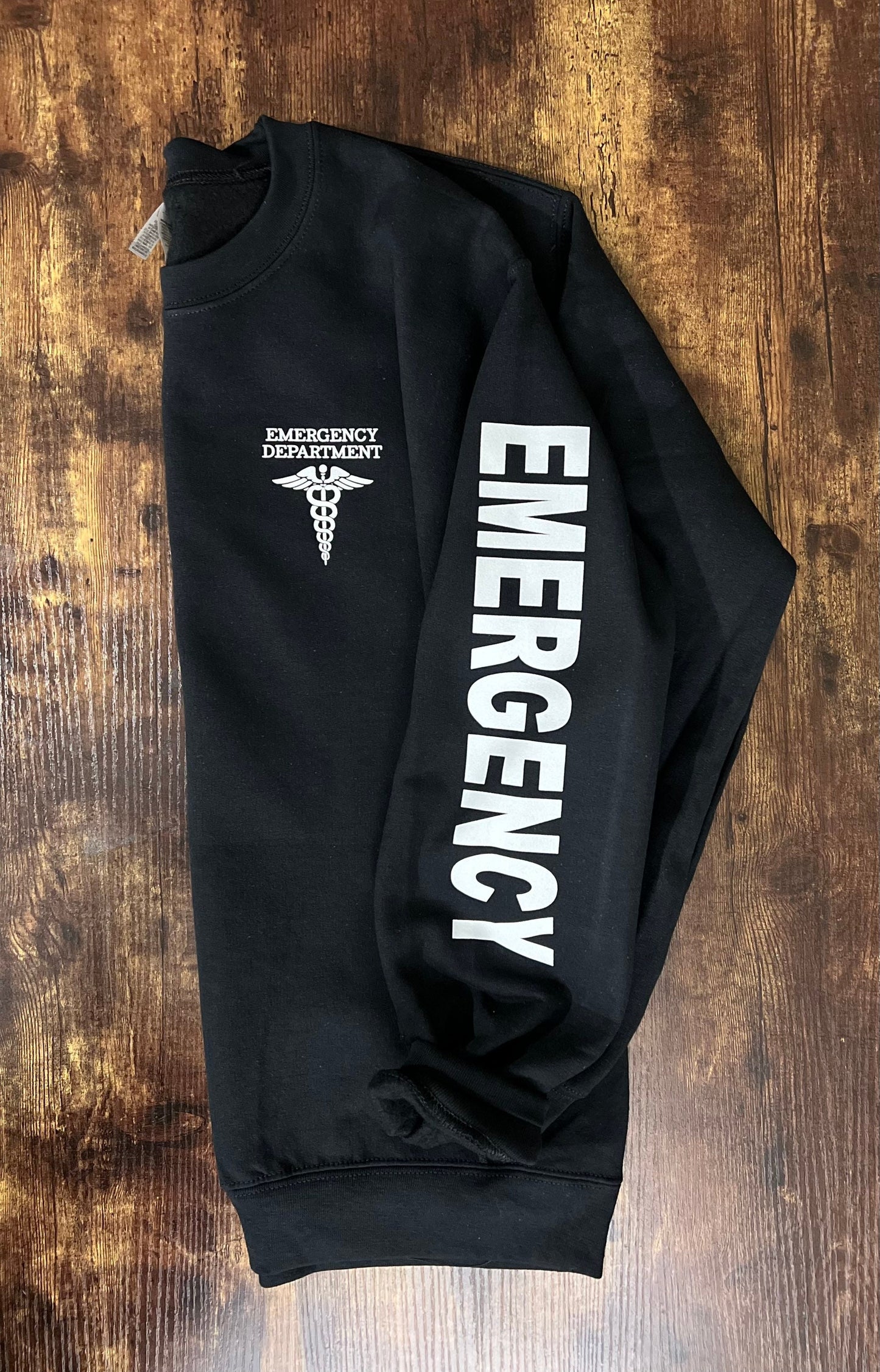 Emergency Department Sweatshirt with EMERGENCY on Sleeve