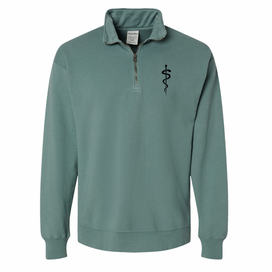 ROD OF ASCLEPIUS (black) Quarter Zip Sweatshirt