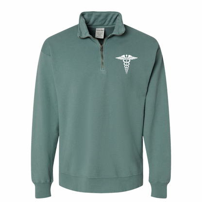 MEDICAL CADUCEUS (white) Quarter Zip Sweatshirt