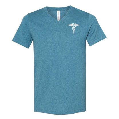 V-Neck T-Shirt with Medical Caduceus